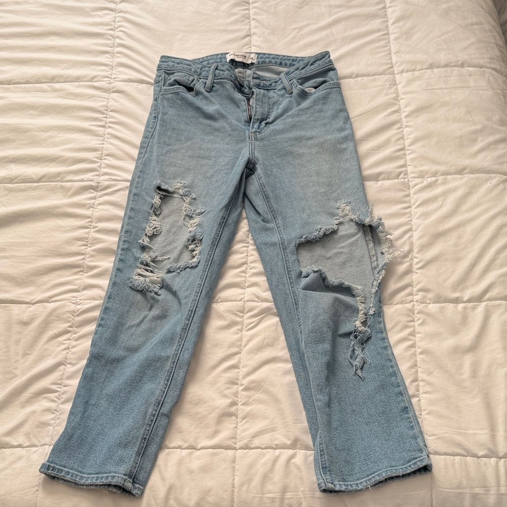 Just Black Light Blue Distressed Straight Leg Jeans